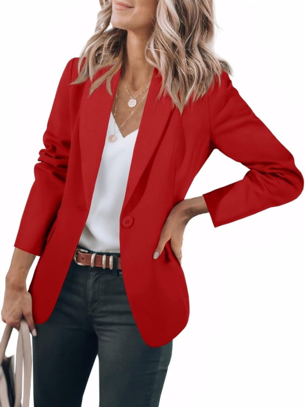 Chic Women's Casual Blazer - Long Sleeve Work Office Jacket for Stylish Outfits